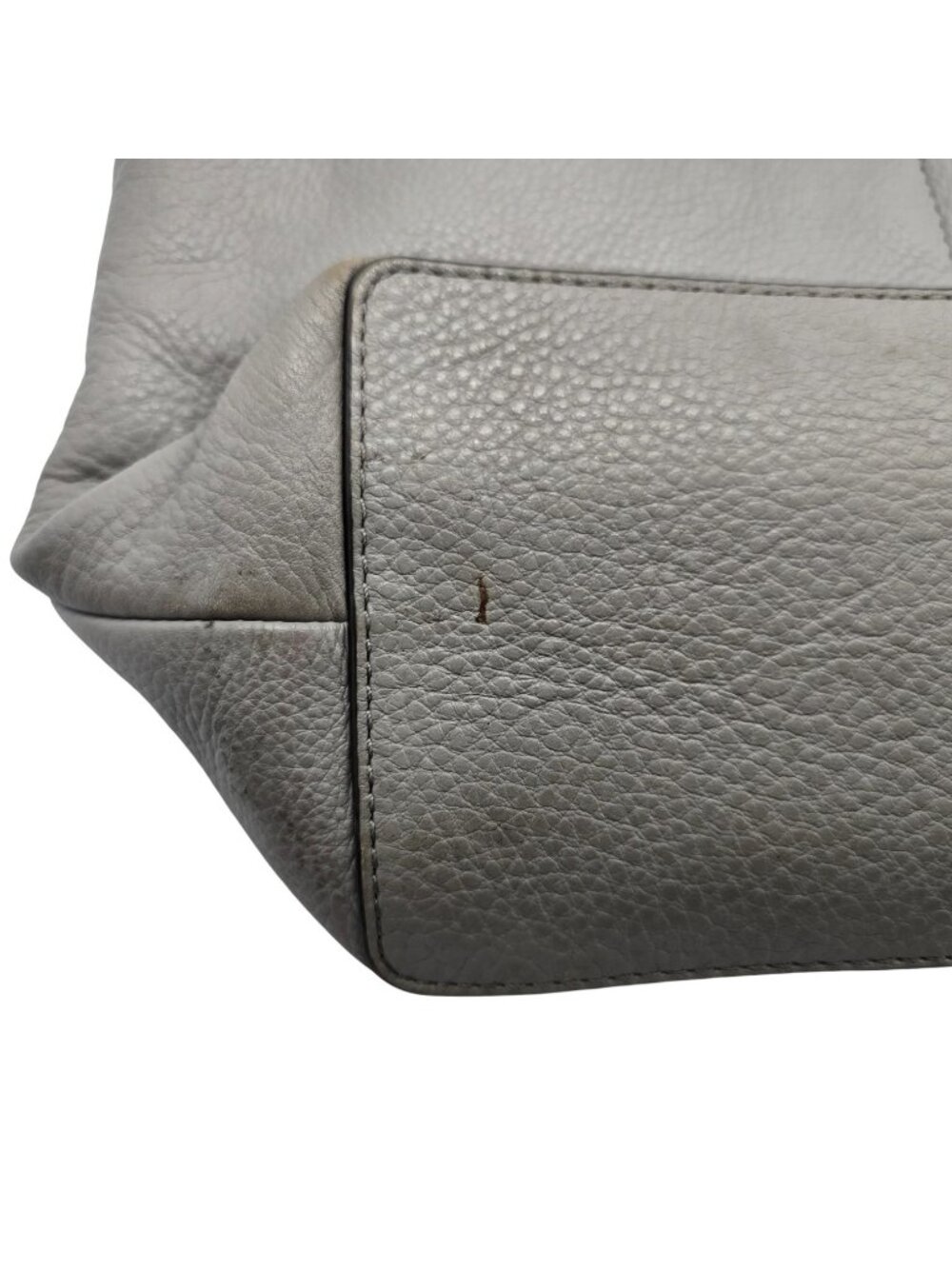 Michael Kors Pebbled Leather Shoulder Tote Bag Gray Taupe Silver Hardware Purse - Picture 8 of 16